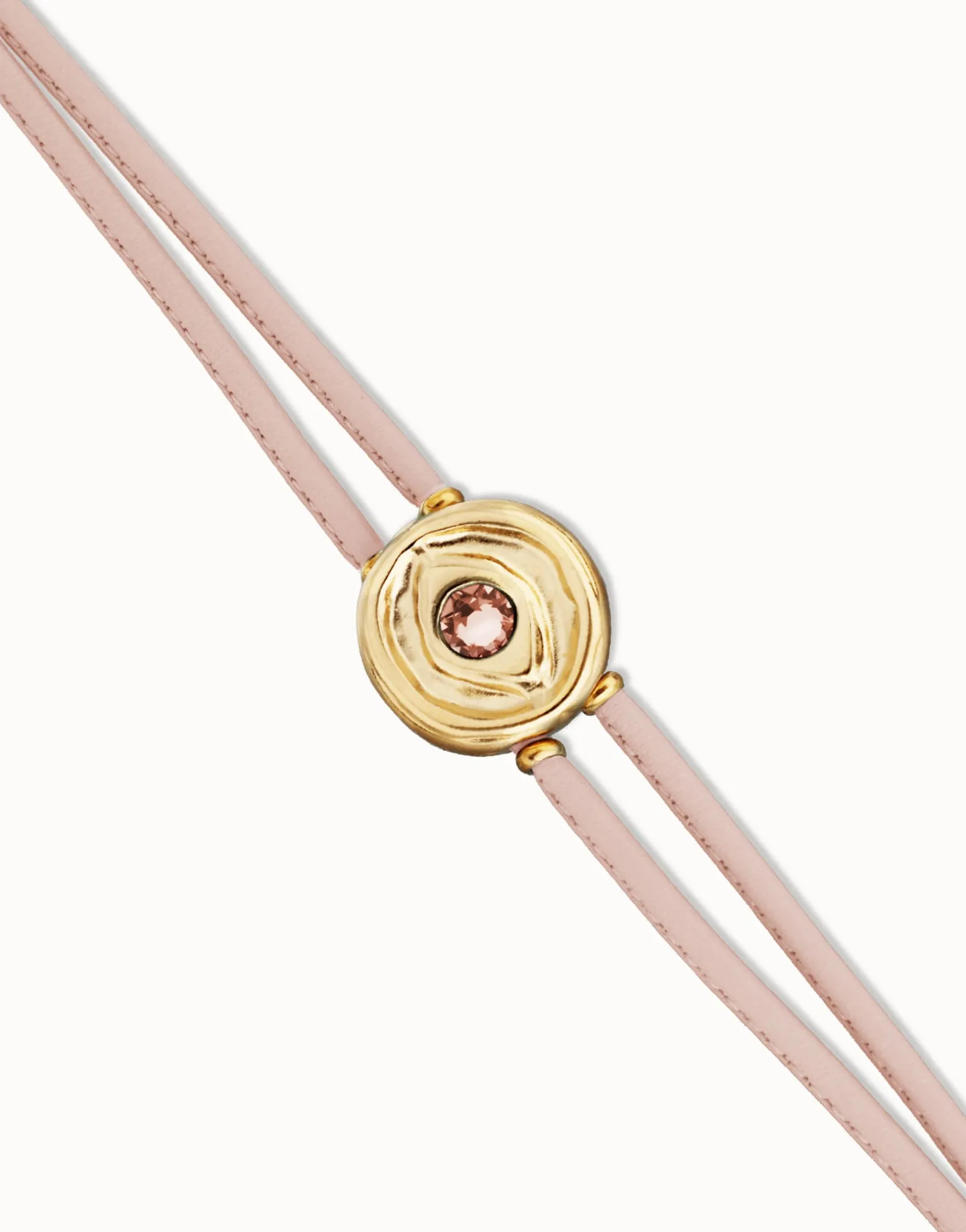 Double pink leather birthstone bracelet with eye