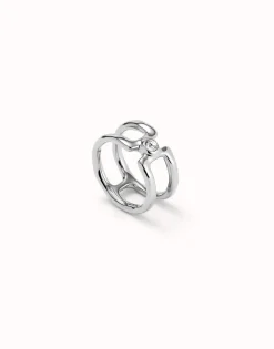 Double ring with white topaz