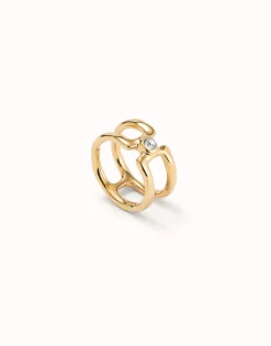 Double ring with white topaz