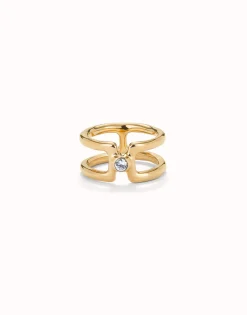 Double ring with white topaz