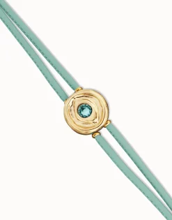 Double turquoise leather birthstone bracelet with eye