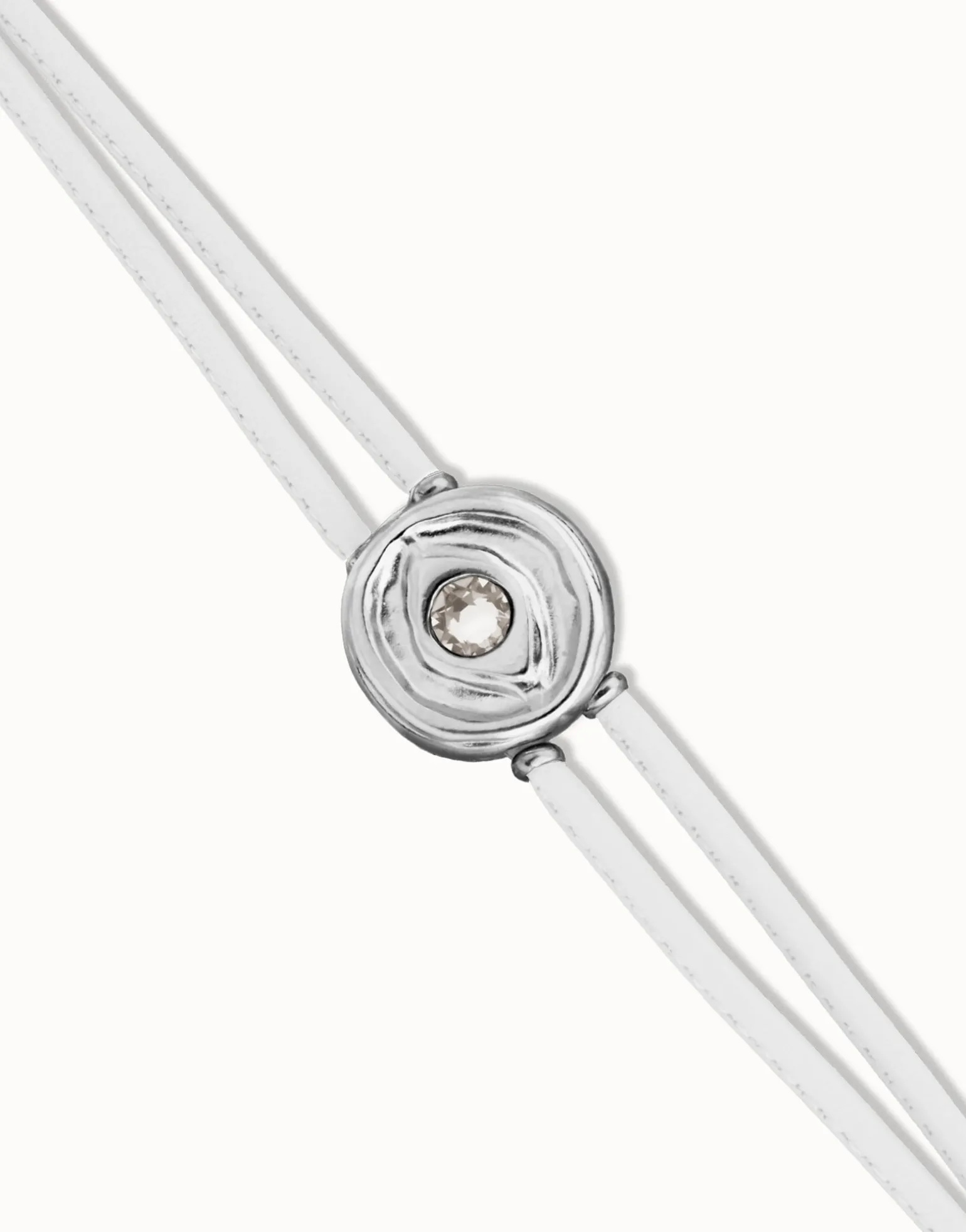 Double white leather birthstone bracelet with eye
