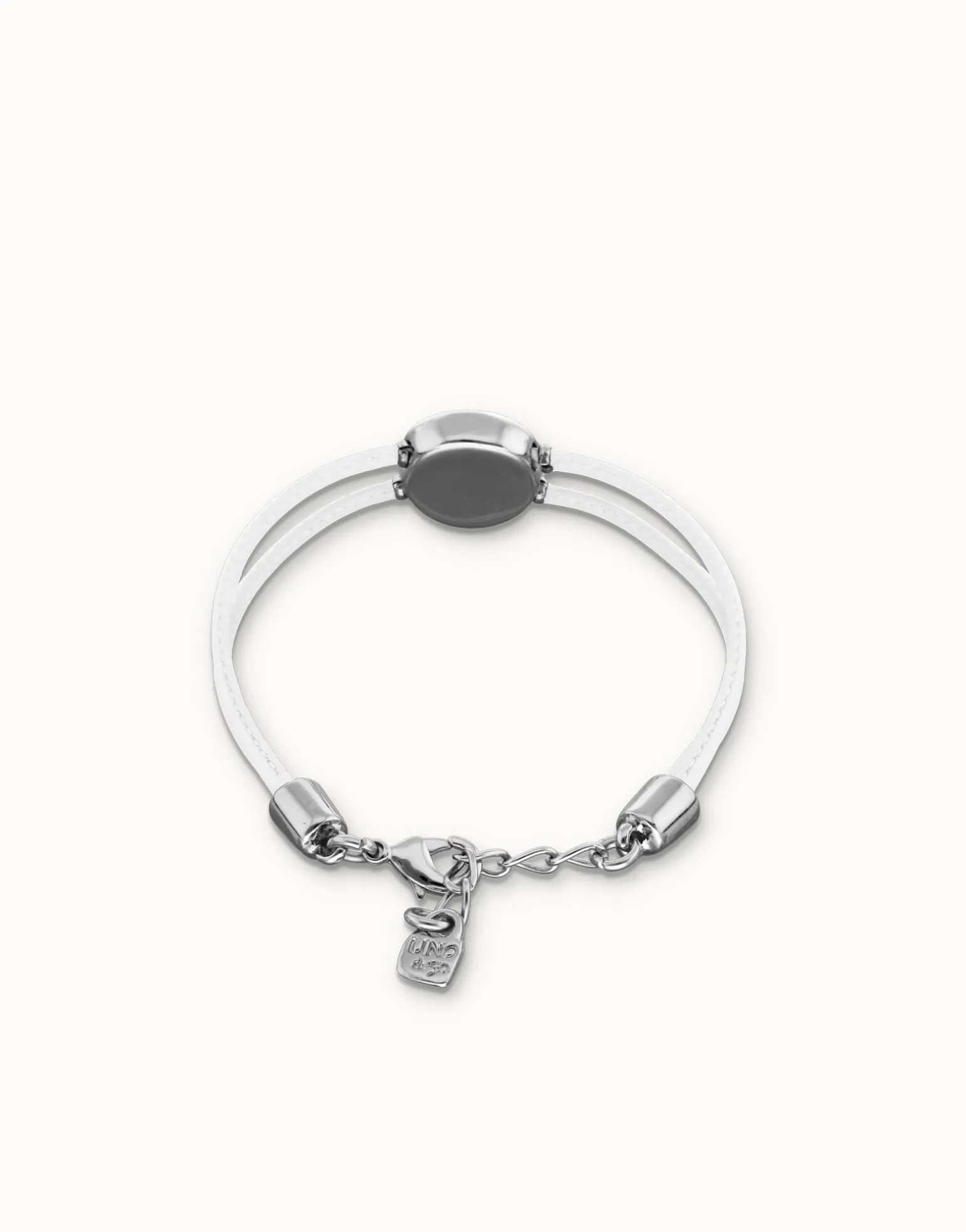 Double white leather birthstone bracelet with eye
