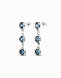 Drop earrings with blue crystals