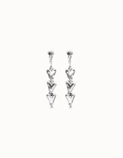 Drop earrings with chained hearts