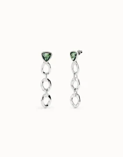 Drop earrings with green crystal