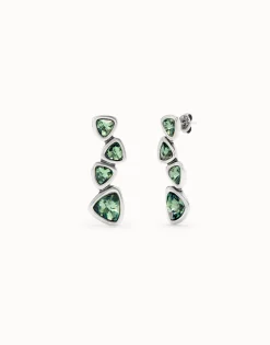 Drop earrings with green crystals