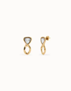 Drop earrings with green crystals