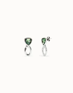 Drop earrings with green crystals