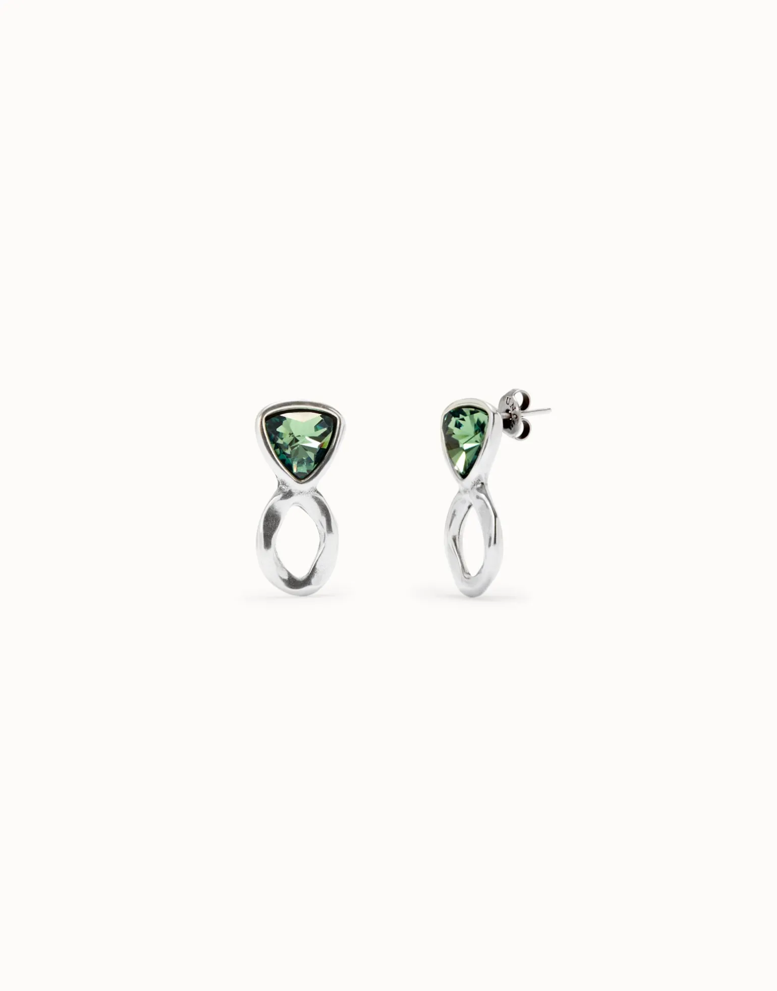 Drop earrings with green crystals