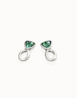 Drop earrings with green crystals