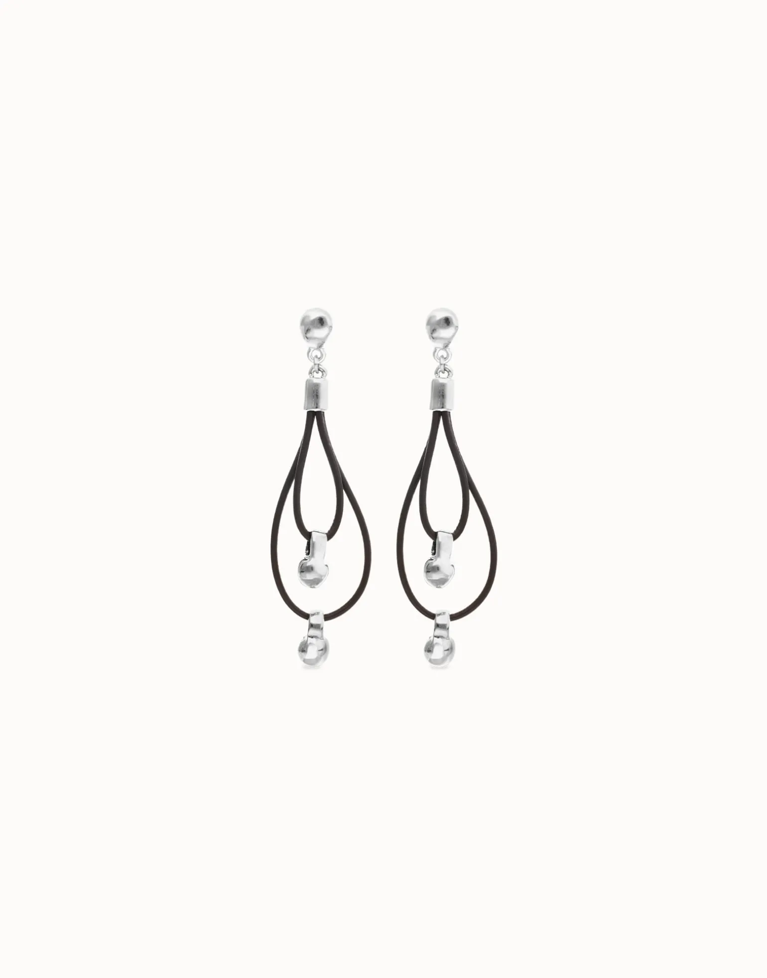 Drop earrings with leather earrings and sphere detail