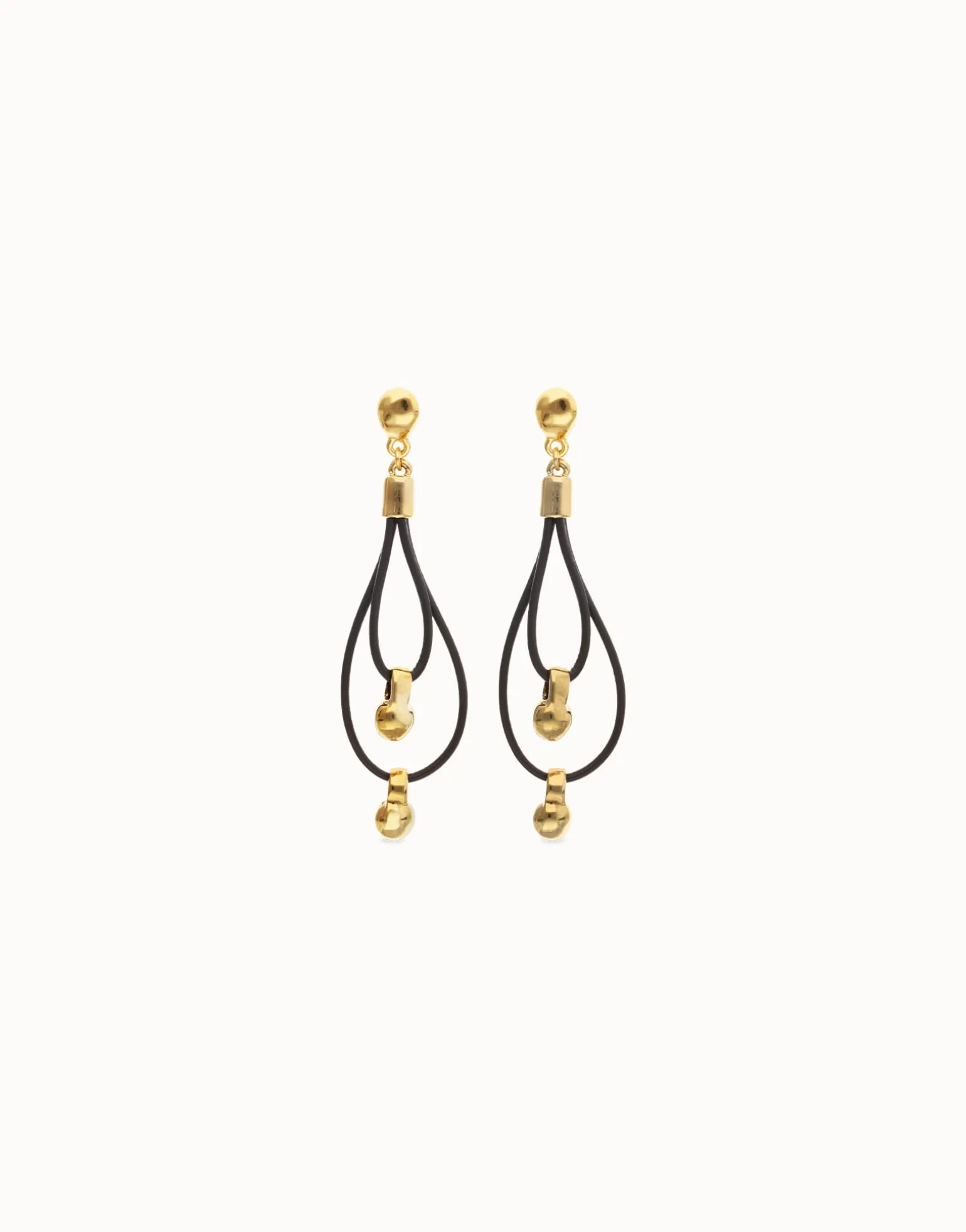 Drop earrings with leather earrings and sphere detail