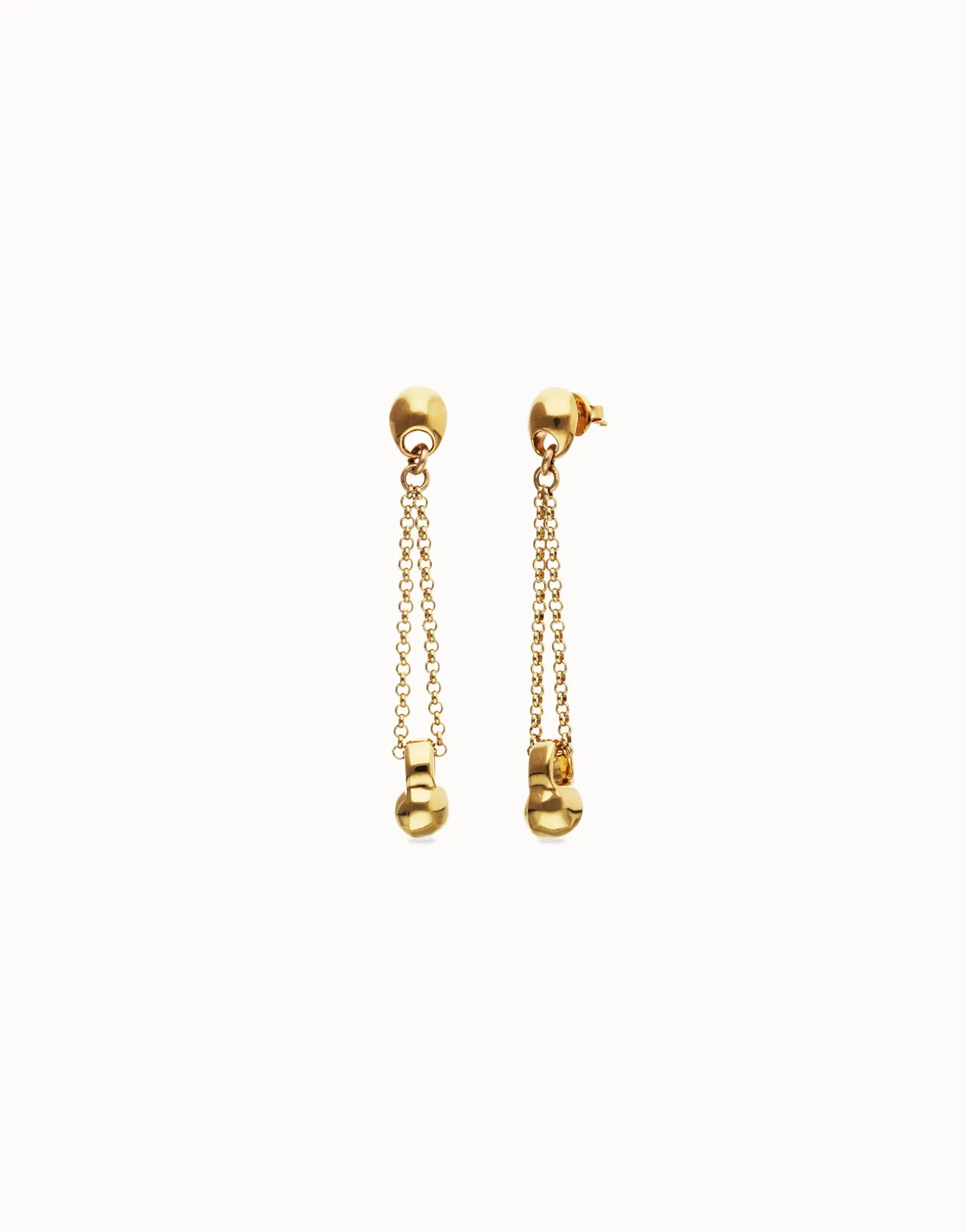 Drop earrings with long chain and sphere