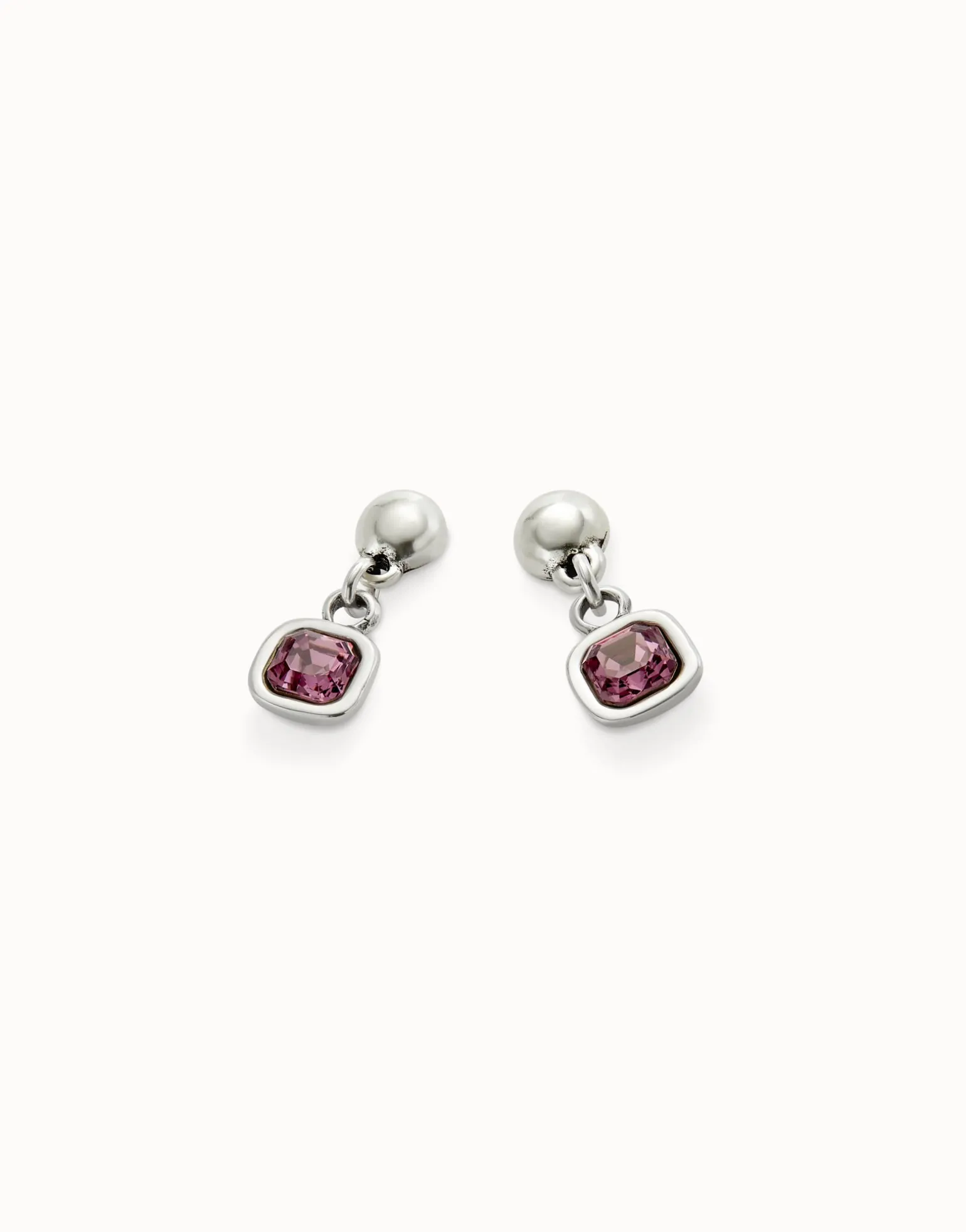 Drop earrings with pink crystal