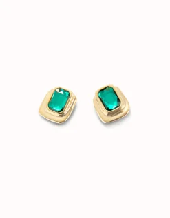 Earrings with green crystal