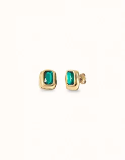Earrings with green crystal