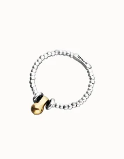Elastic beaded bracelet with small and large beads