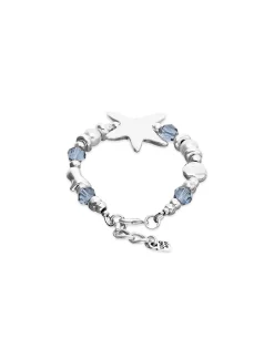 Elastic bracelet with blue crystals and starfish