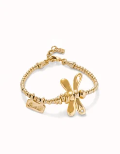 Elastic bracelet with 18K gold-plated dragonfly