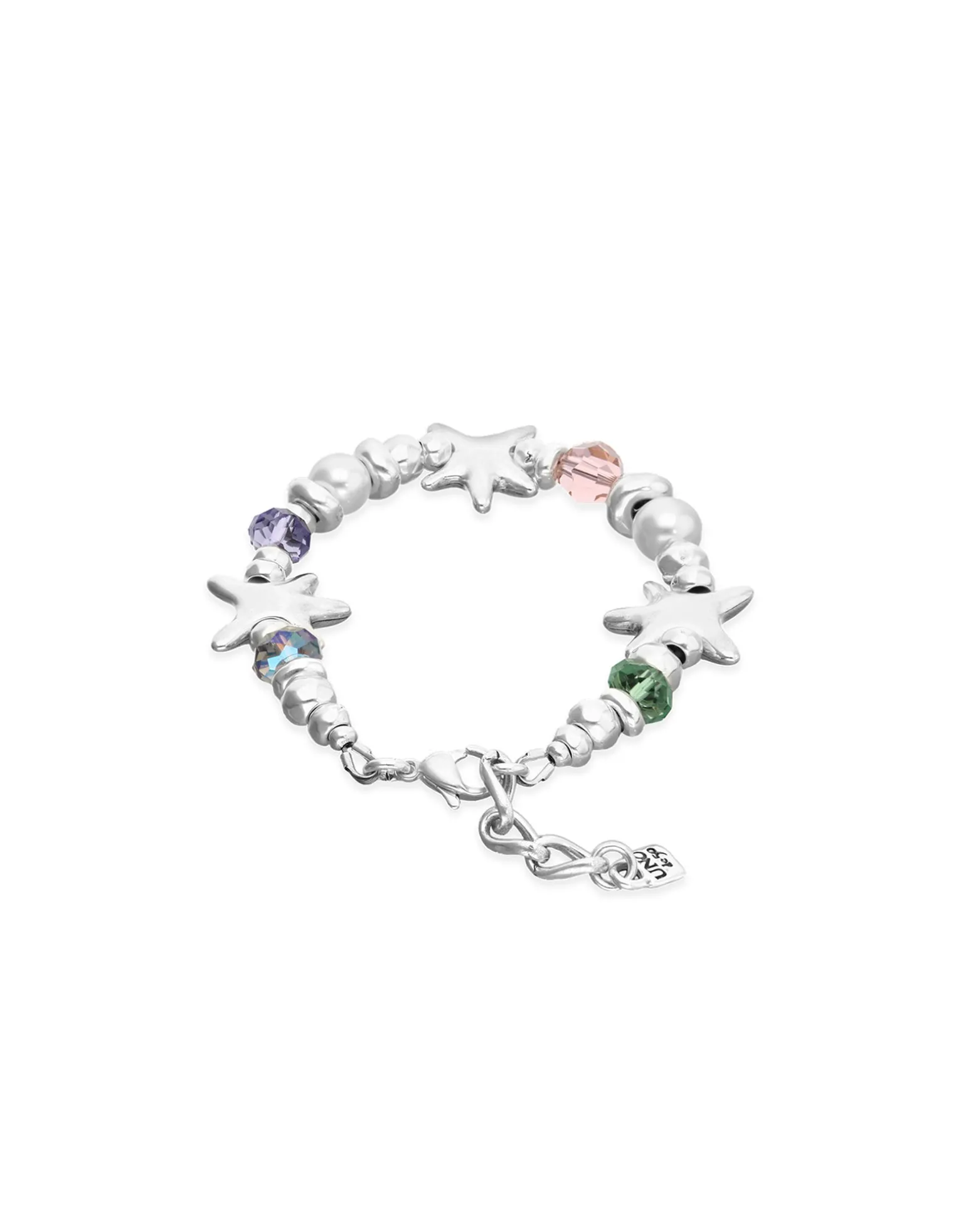 Elastic bracelet with multicolored crystals and starfish