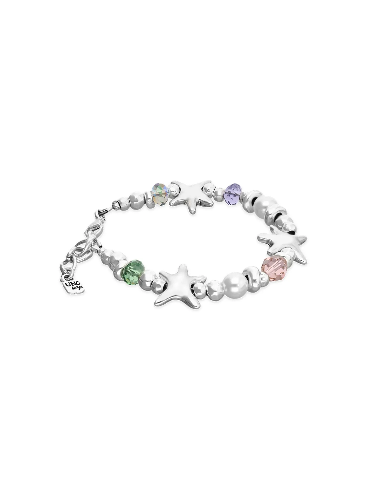Elastic bracelet with multicolored crystals and starfish