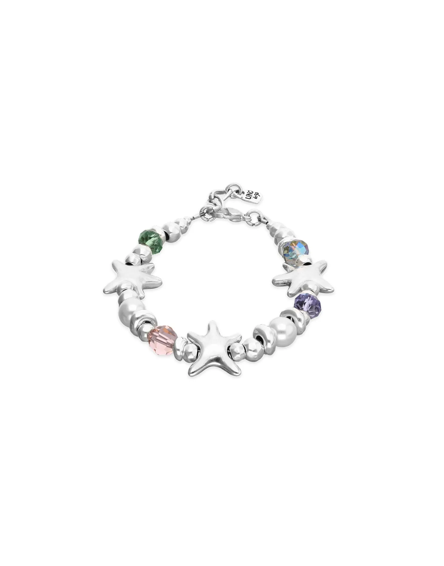 Elastic bracelet with multicolored crystals and starfish