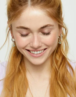 Eye-shaped drop earrings with verde crystal