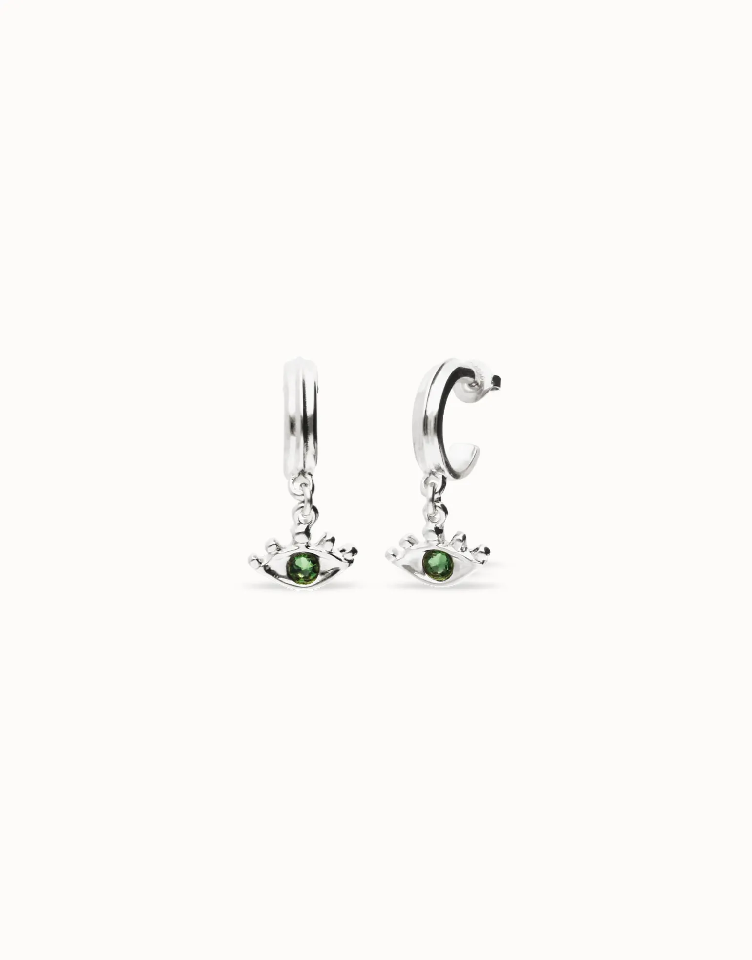 Eye-shaped drop earrings with verde crystal