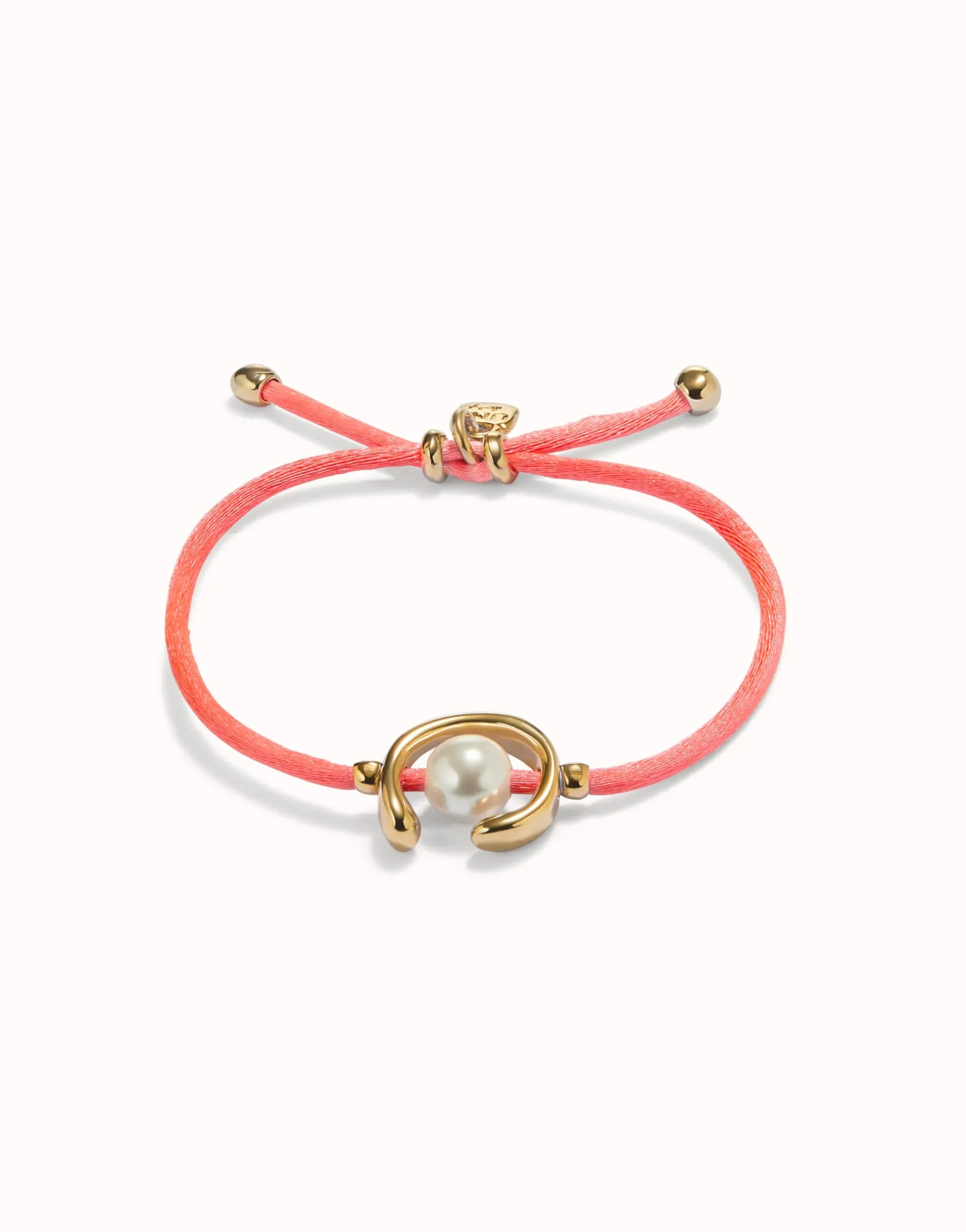 Fuchsia cord bracelet with a pearl