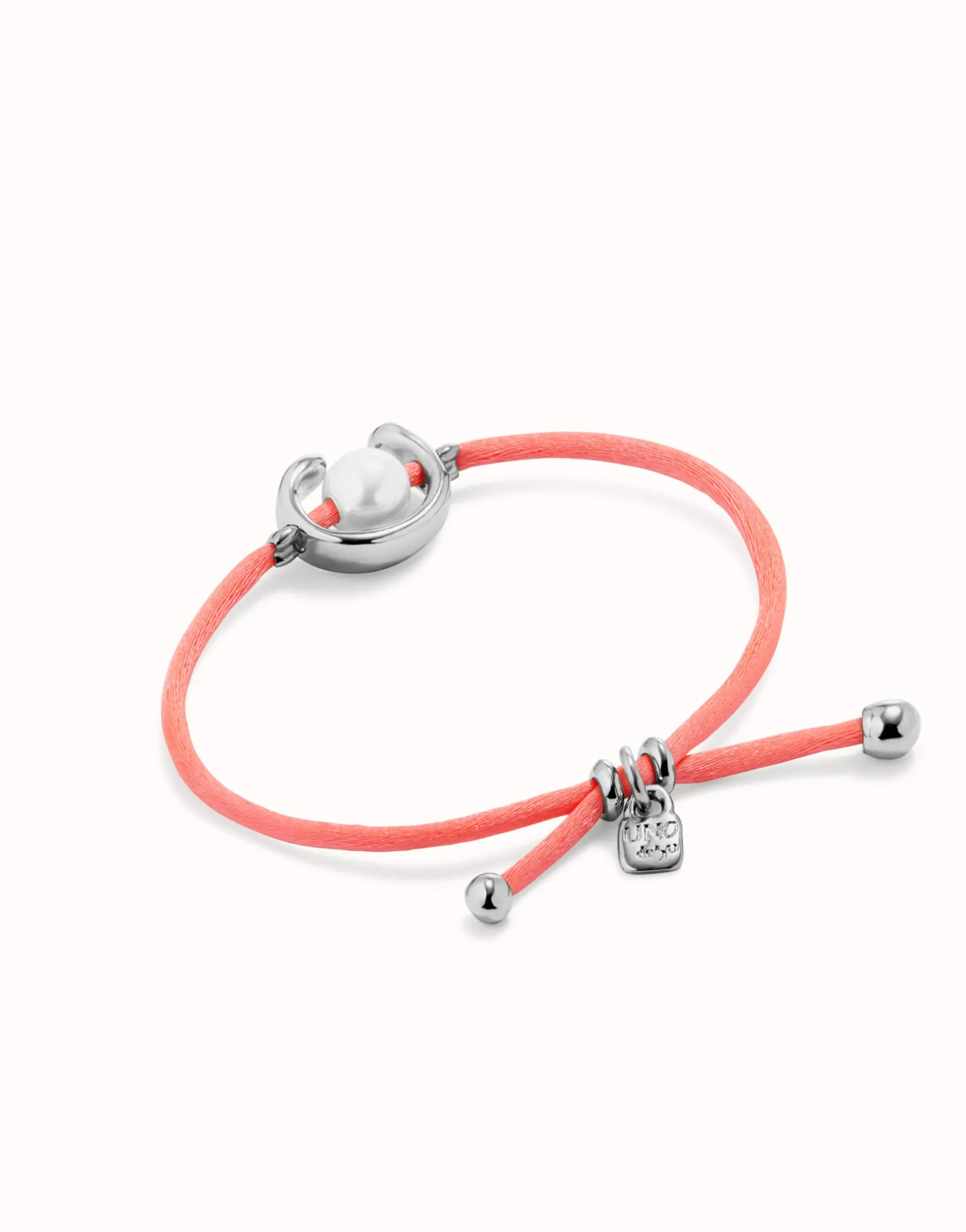 Fuchsia cord bracelet with a pearl
