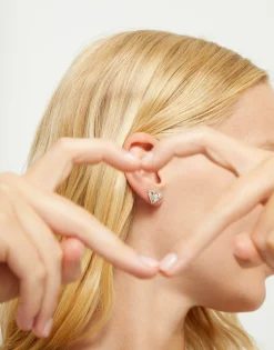 Heart piercing stud earrings