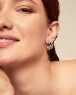 Hoop earrings with multicolor crystal