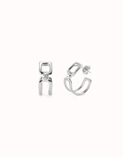 Hoop earrings with white topaz