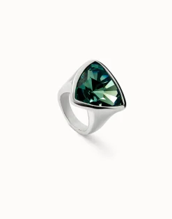 Large triangular ring with crystals