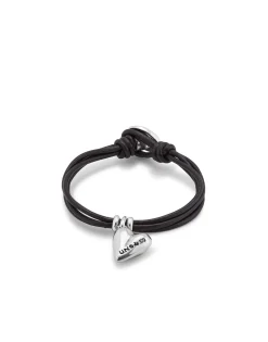 Leather bracelet with a heart charm