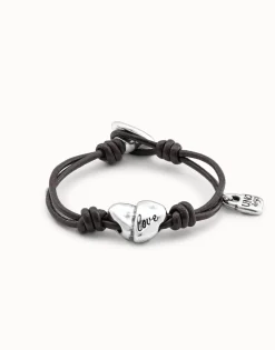 Leather bracelet with a heart
