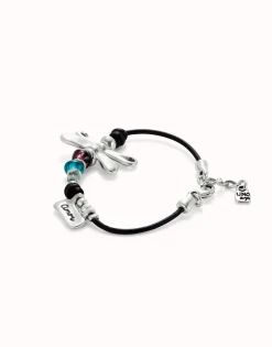 Leather bracelet with dragonfly