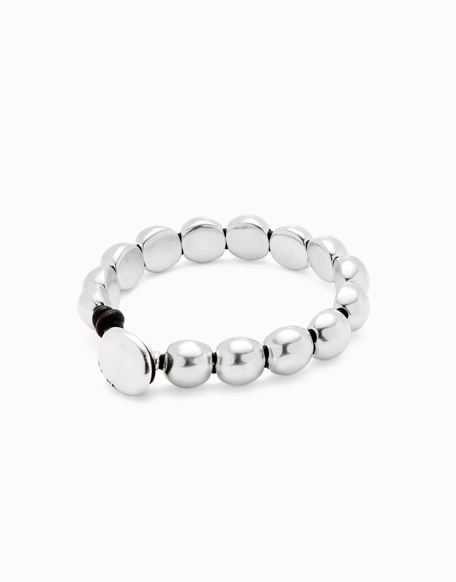 Leather bracelet with small round beads