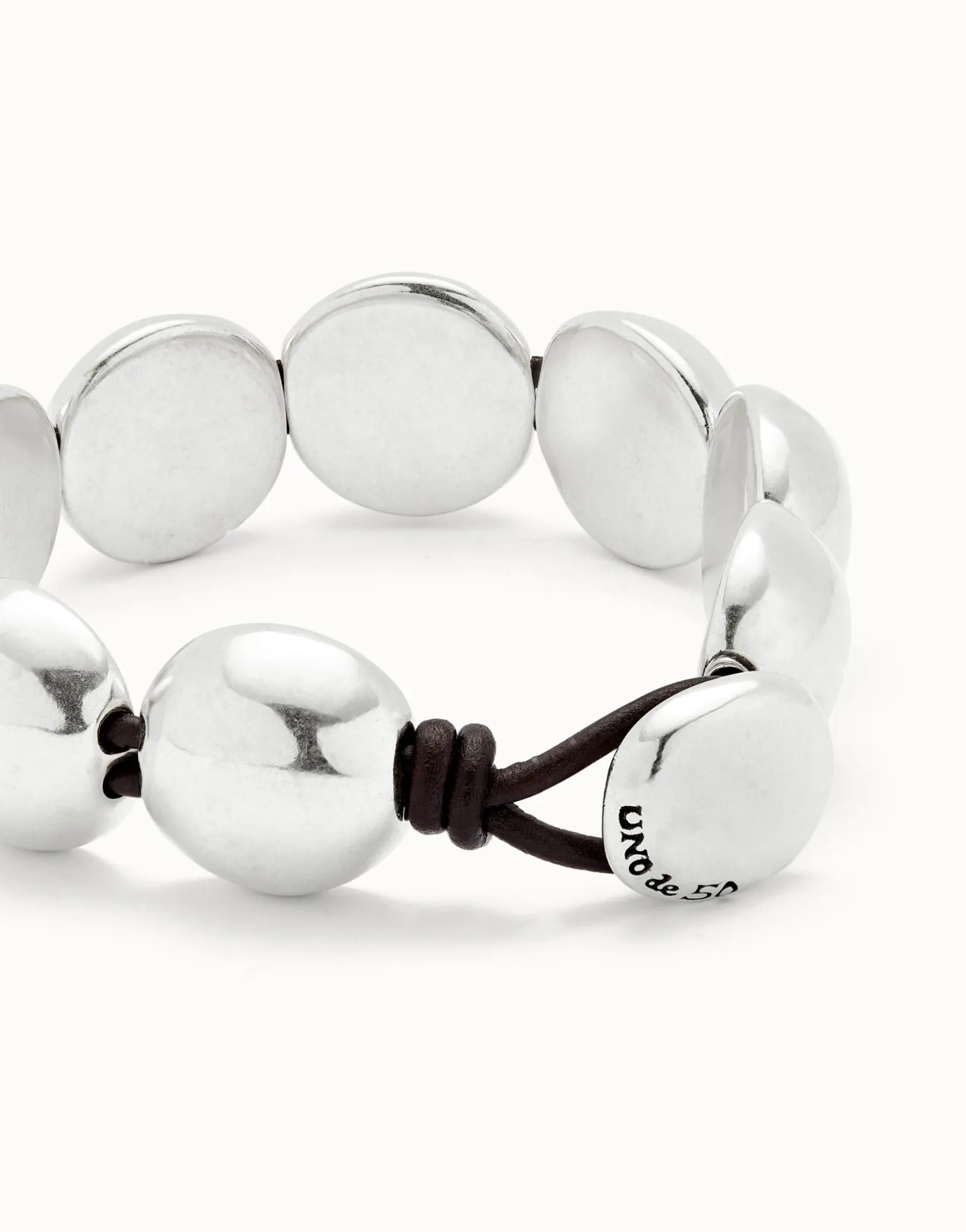 Leather bracelet with small round beads