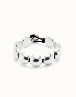 Leather bracelet with small round beads