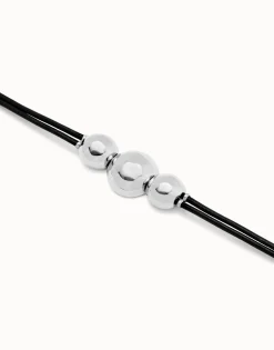 Leather bracelet with three large beads