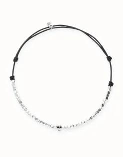 Leather necklace with beads and skull detail