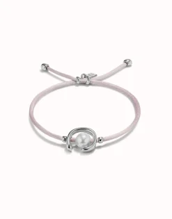 Lilac cord bracelet with a pearl