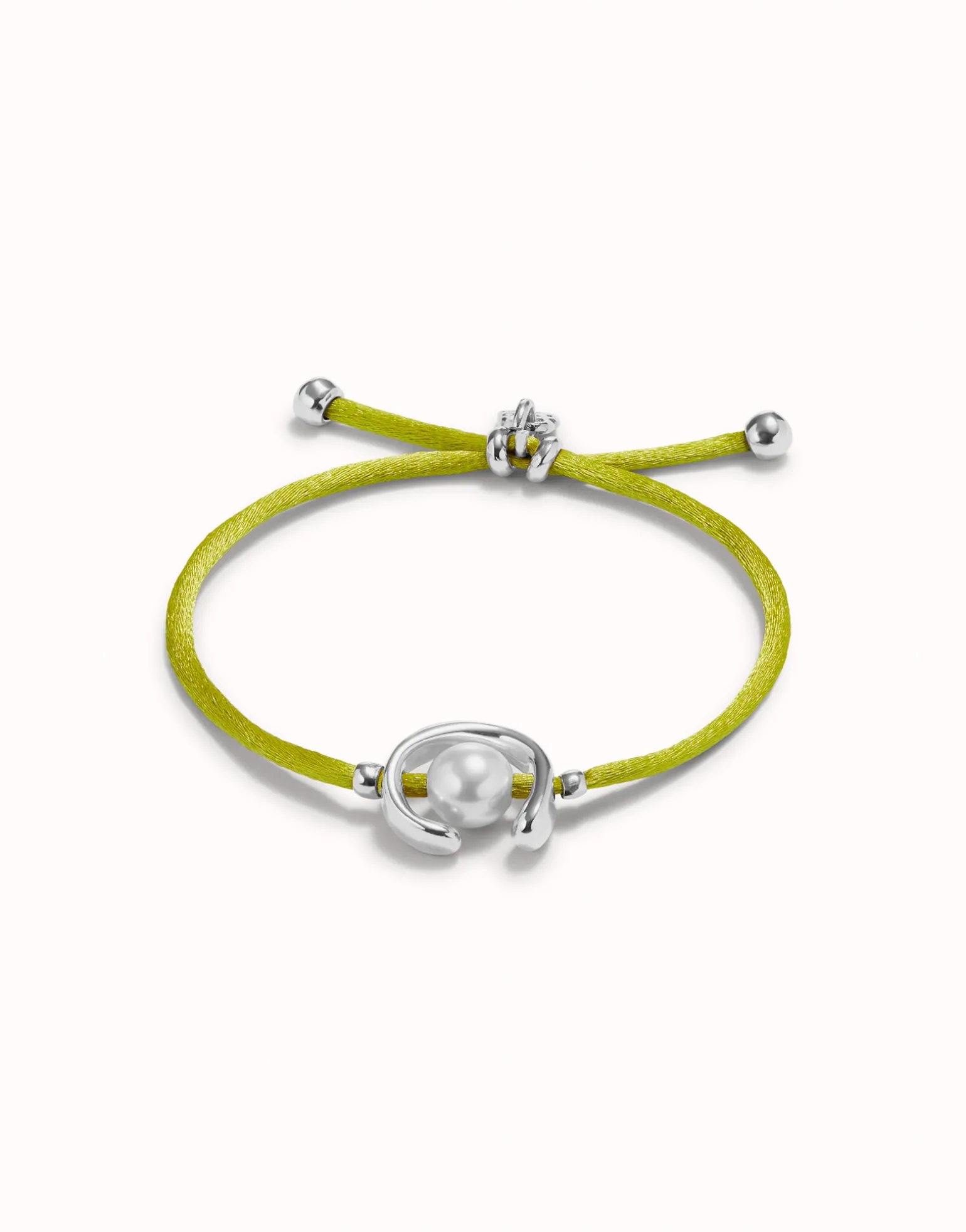 Lime cord bracelet with a pearl