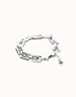 Link bracelet with cylindrical pieces