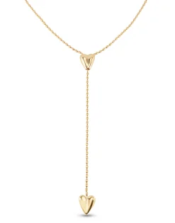 Long adjustable chain necklace with two hearts