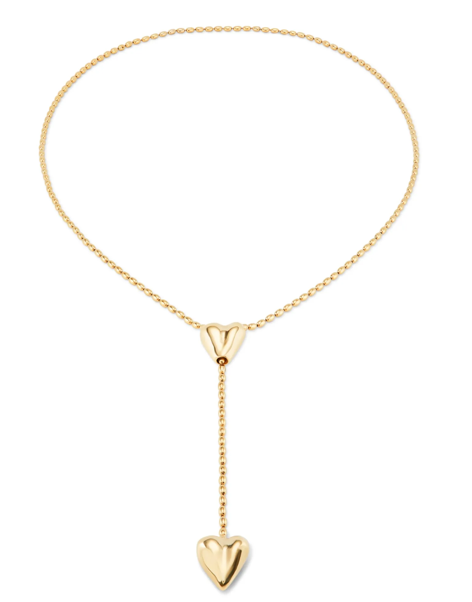 Long adjustable chain necklace with two hearts