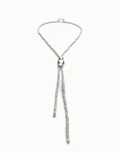 Long bead necklaces with three large central beads