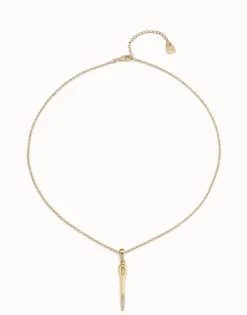 Long chain pendant necklace with needle